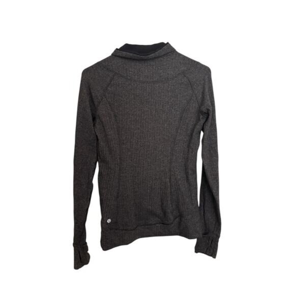 Lululemon Top Womens 6 Think Fast Pullover Heathered Herringbone Black 1/4 Zip - Picture 2 of 4